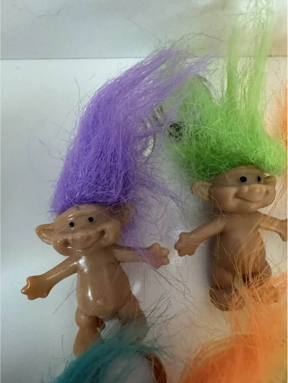 Vintage Acme 1991 Troll Keychains Lot of 8 Neon Hair Mini Troll Dolls Hong Kong